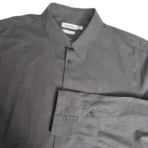 Calvin Klein XL Slim Fit Gray Long Sleeve Button‎ Down Shirt Men